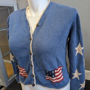 Christopher & Banks Cardigan Patriotic Flag Button Women's Small